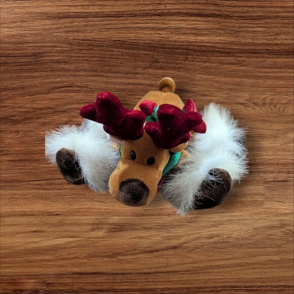 Commonwealth Plush Reindeer Toy With Red Antlers & Green Bow 6"  2005 - Picture 1 of 8